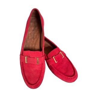 WALKING CRADLE Cashmere Leather Red Loafer Gold Hardware Size 10